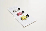 Ribbies - Sparkly Stars on Black Hair Clips - Pink and Gold - Set of 3