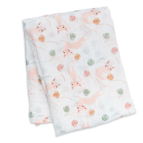 Lulujo Swaddle Blanket Muslin Cotton - Kitty