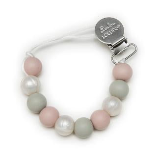 Loulou Lollipop Lolli Silicone Pacifier Clip Rose Gray