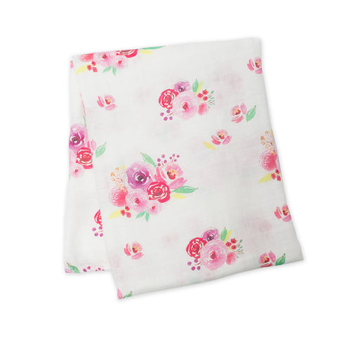 Lulujo Swaddle Blanket Bamboo Cotton - Posies