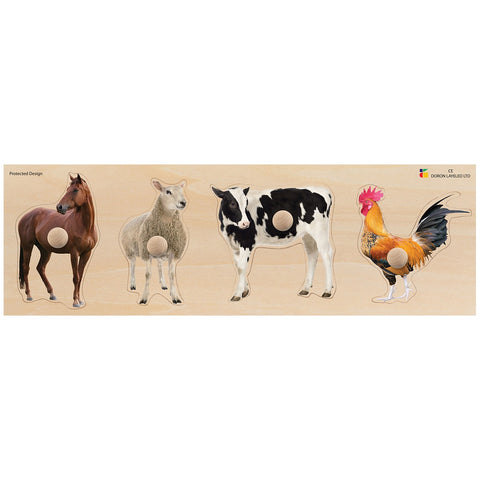 EduShape Wooden Giant Large Knob Puzzle Farm Animals