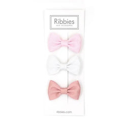 Ribbies - Set of 3 Sparkly Bow Tie Hair Clips - Pastel