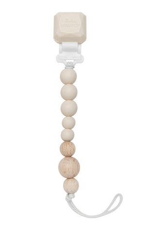 Loulou Lollipop Colour Pop Silicone and Wood Pacifier Clip Coconut Milk