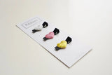 Ribbies - Sparkly Hearts on Black Hair Clips and Gold - Set of 3