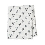 Lulujo Swaddle Blanket Bamboo Cotton - Hearts