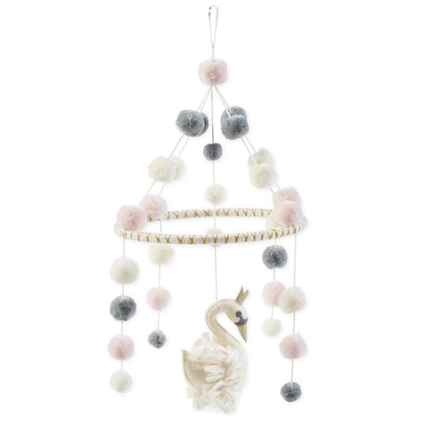 Mudpie Wool Swan Pom-Pom Mobile