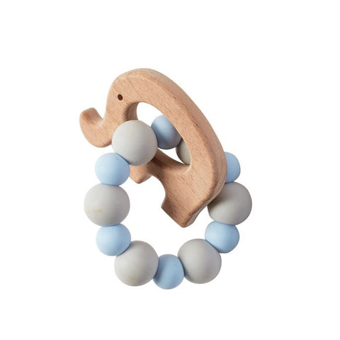 Mudpie Blue Elephant Wood Teether