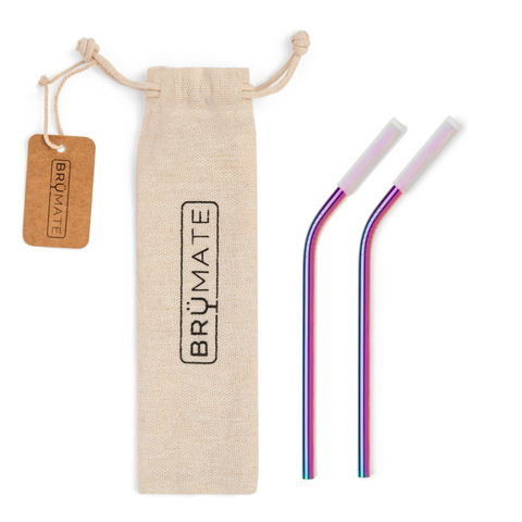 Brumate Stainless Steel Reusable Wine Straws - Rainbow Titanium