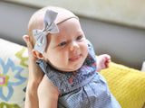 Baby Wisp Acorn Print Headband Bows 2 pack 3m+