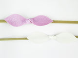 Baby Wisp Headband 2 pack Leather Knot White/Lilac 3m+