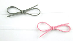 Baby Wisp Ultra Skinny Faux Suede Bow Headbands Grey and Light Pink