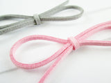 Baby Wisp Ultra Skinny Faux Suede Bow Headbands Grey and Light Pink