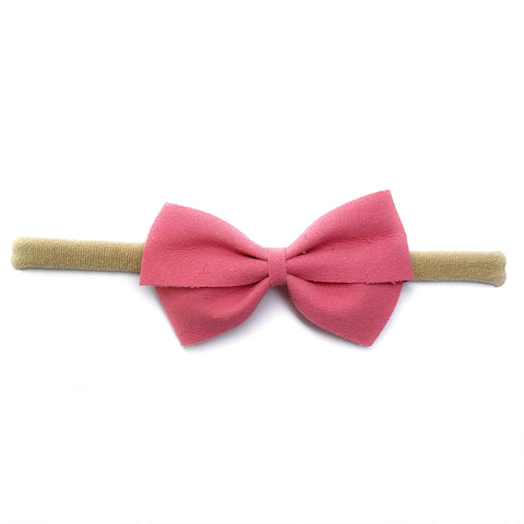 Baby Wisp - Thali Faux Suede Bow Headband - Candy Pink