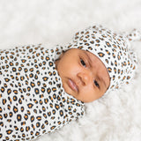 Lulujo Hello World Blanket and Knotted Hat - Leopard