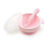 Bumkins Silicone First Feeding Set with Lid and Spoon - Pink