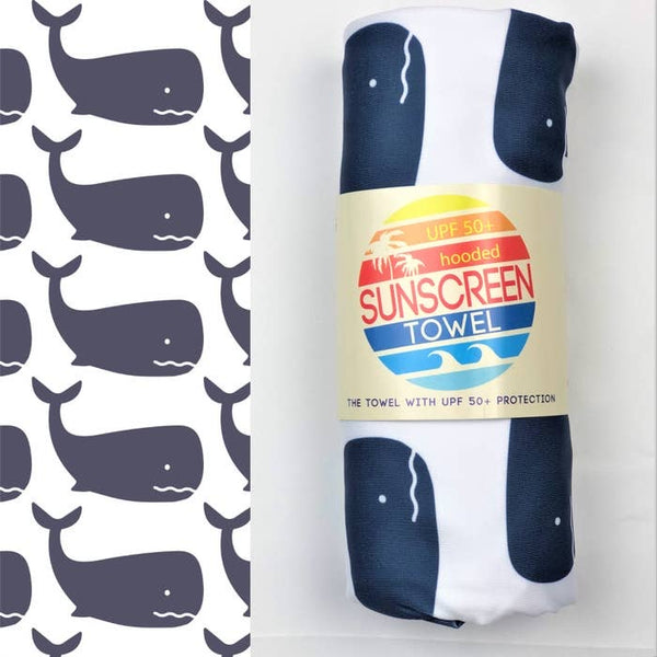 Luv Bug Hooded Towel UPF 50+ Sunscreen Towel Whales