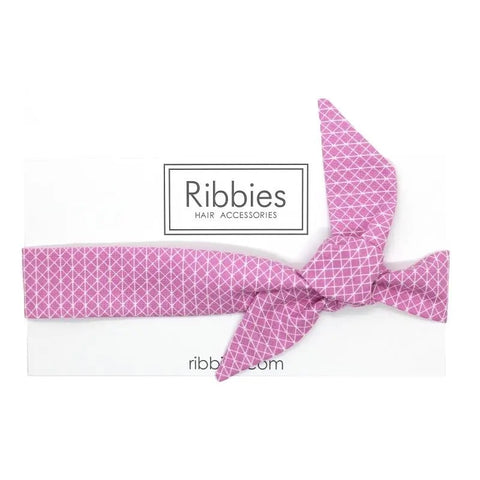 Ribbies - Bow Headband - Geometric Pattern Pink