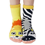 Pals Socks Lion and Zebra Kids Collectable Mismatched Jungle Animal Socks