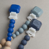 Loulou Lollipop Colour Pop Silicone and Wood Pacifier Clip Classic Blue