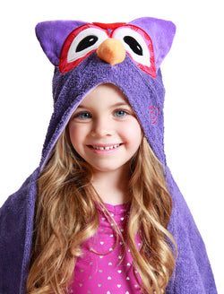 Zoocchini - Kids Plush Terry Hooded Bath Towel - Olive The Owl - 2+
