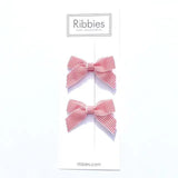 Ribbies - Lauren Bow Pair - Red and White Striped Pattern
