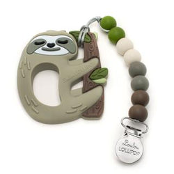 Loulou Lollipop Sloth Silicone Teether with Holder Set