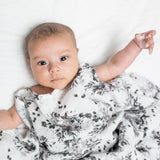 Lulujo Swaddle Blanket Bamboo Cotton - Black Floral