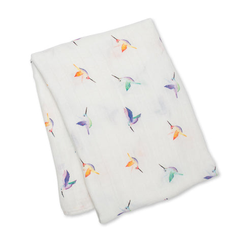 Lulujo Swaddle Blanket Bamboo Cotton - Hummingbird