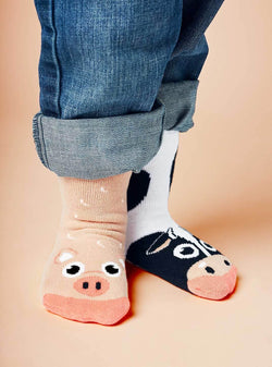 Pals Socks Cow and Pig Kids Collectable Mismatched Barnyard Animals Socks