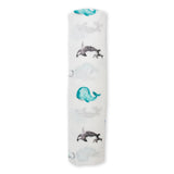 Lulujo Swaddle Blanket Bamboo Cotton - Whales