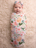 Itzy Ritzy Swaddle Cocoon and Hat Set Peach Floral