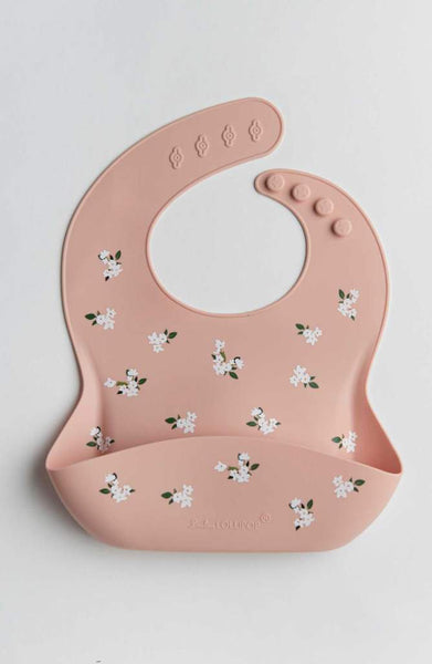 Loulou Lollipop Silicone Bib Printed - White Flower