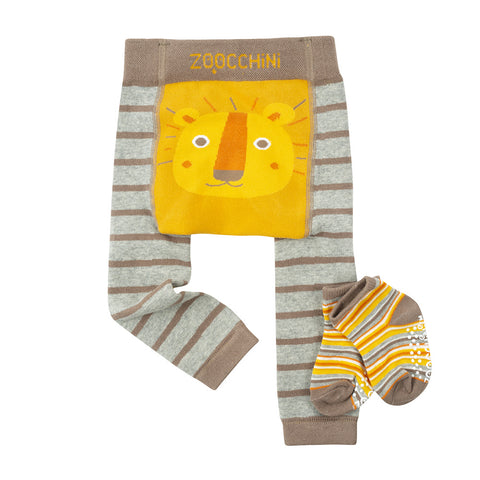 Grip and Easy Crawler Legging and Sock Set Leo The Lion