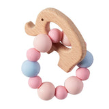 Mudpie Pink Elephant Wood Teether