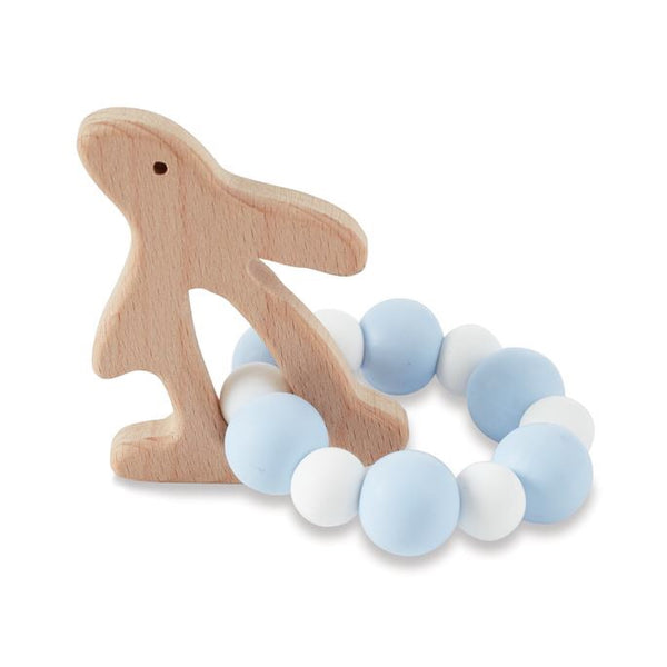 Mudpie Blue Bunny Wood Teether