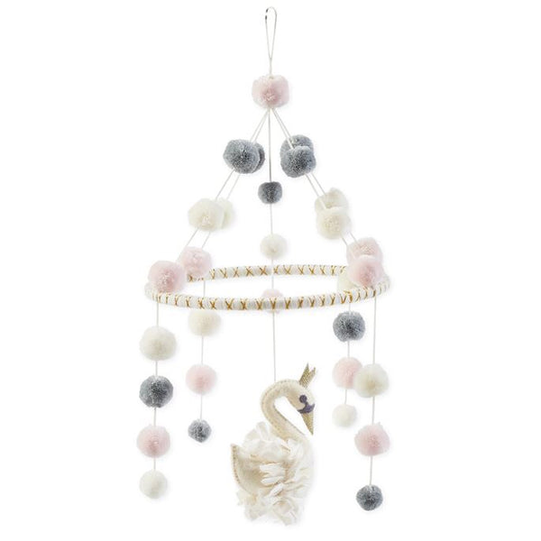 Mudpie Wool Swan Pom-Pom Mobile